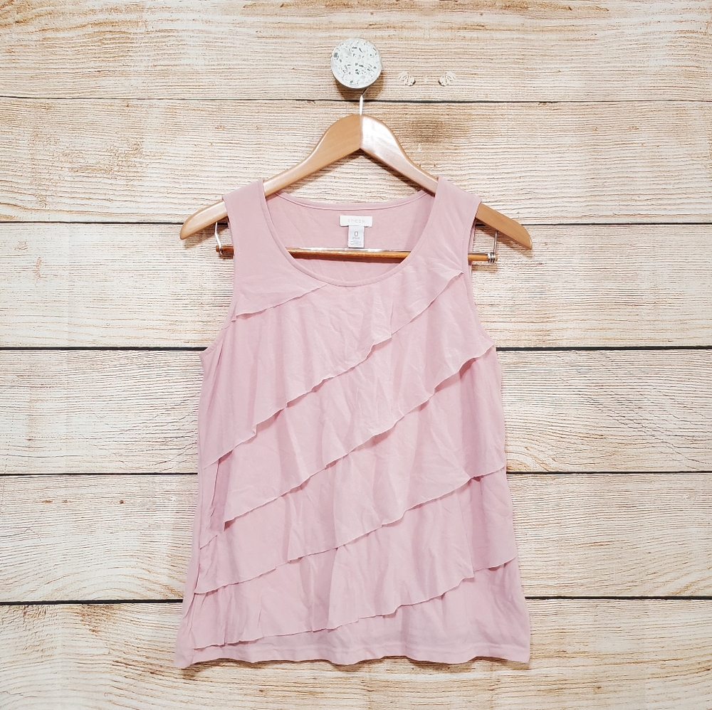 Chico's Blush Ruffled Sleeveless Blouse